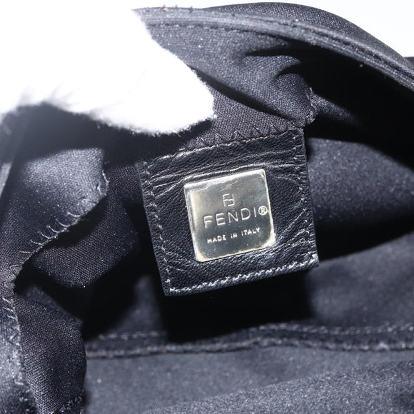 FENDI Mamma Baguette Schoudertas Nylon Zwart Zilver Auth LNZ973