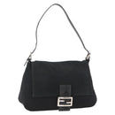 FENDI Mamma Baguette Schoudertas Nylon Zwart Zilver Auth LNZ973-1