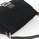 FENDI Mamma Baguette Schoudertas Nylon Zwart Zilver Auth LNZ973-6