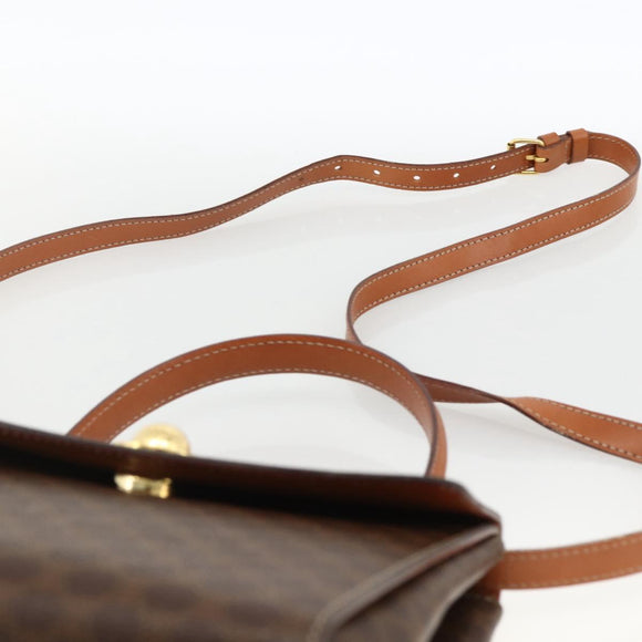 CELINE Macadam Canvas Star Ball Hand Bag PVC Leather 2way Brown Gold Auth LNZ974