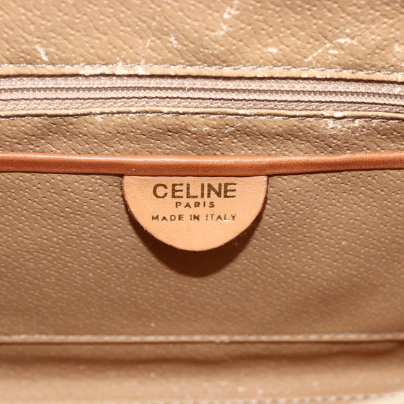 CELINE Macadam Canvas Star Ball Hand Bag PVC Leather 2way Brown Gold Auth LNZ974