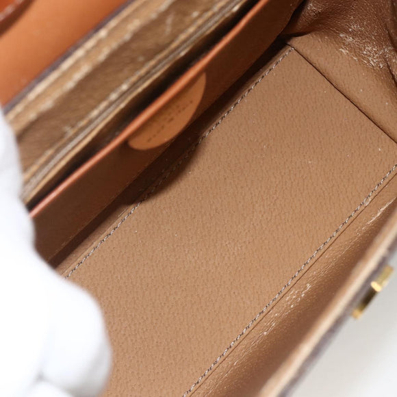 CELINE Macadam Canvas Star Ball Hand Bag PVC Leather 2way Brown Gold Auth LNZ974