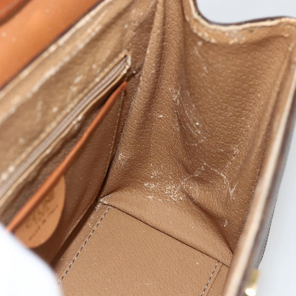 CELINE Macadam Canvas Star Ball Hand Bag PVC Leather 2way Brown Gold Auth LNZ974