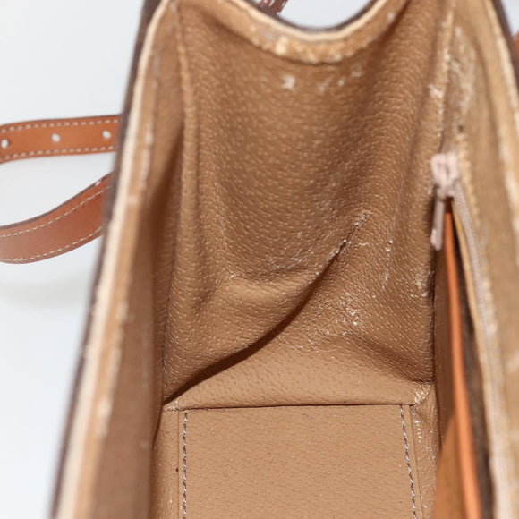 CELINE Macadam Canvas Star Ball Hand Bag PVC Leather 2way Brown Gold Auth LNZ974