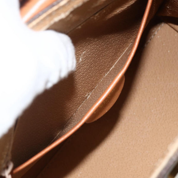 CELINE Macadam Canvas Star Ball Hand Bag PVC Leather 2way Brown Gold Auth LNZ974