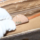 CELINE Macadam Canvas Star Ball Hand Bag PVC Leather 2way Brown Gold Auth LNZ974-12