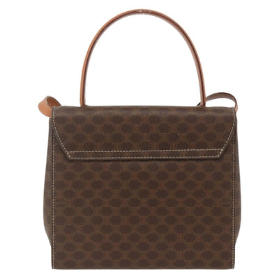 CELINE Macadam Canvas Star Ball Hand Bag PVC Leather 2way Brown Gold Auth LNZ974 - 0