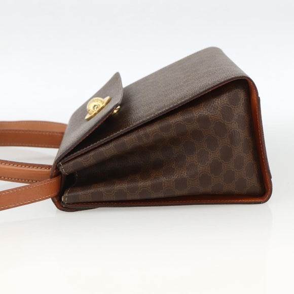 CELINE Macadam Canvas Star Ball Hand Bag PVC Leather 2way Brown Gold Auth LNZ974