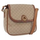 CELINE Macadam Canvas Shoulder Bag PVC Beige Gold Auth LNZ975-1