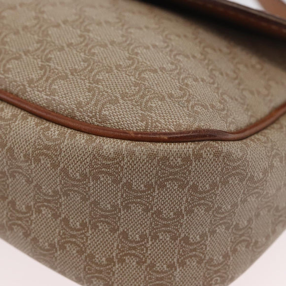 CELINE Macadam Canvas Shoulder Bag PVC Beige Gold Auth LNZ975