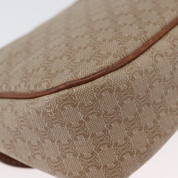 CELINE Macadam Canvas Shoulder Bag PVC Beige Gold Auth LNZ975
