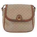 CELINE Macadam Canvas Shoulder Bag PVC Beige Gold Auth LNZ975-13