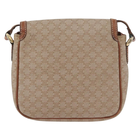 CELINE Macadam Canvas Shoulder Bag PVC Beige Gold Auth LNZ975