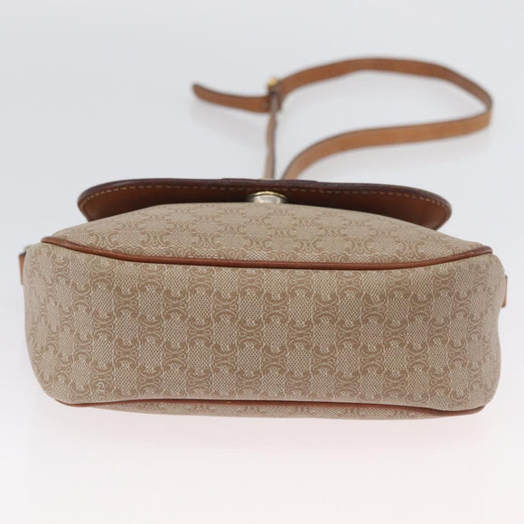 CELINE Macadam Canvas Shoulder Bag PVC Beige Gold Auth LNZ975