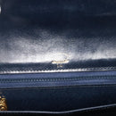 GUCCI Shoulder Bag Leather Navy Gold Auth LNZ977-14