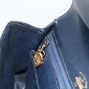 GUCCI Shoulder Bag Leather Navy Gold Auth LNZ977-18