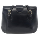 GUCCI Shoulder Bag Leather Navy Gold Auth LNZ977-3