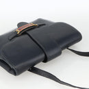 GUCCI Shoulder Bag Leather Navy Gold Auth LNZ977-6