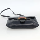 GUCCI Shoulder Bag Leather Navy Gold Auth LNZ977-9