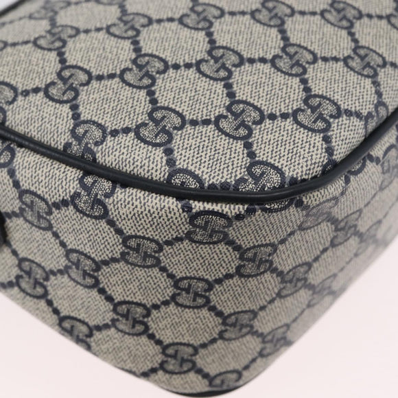 GUCCI GG Supreme Sherry Line Shoulder Bag PVC Navy Gold 89 02 032 Auth LNZ978