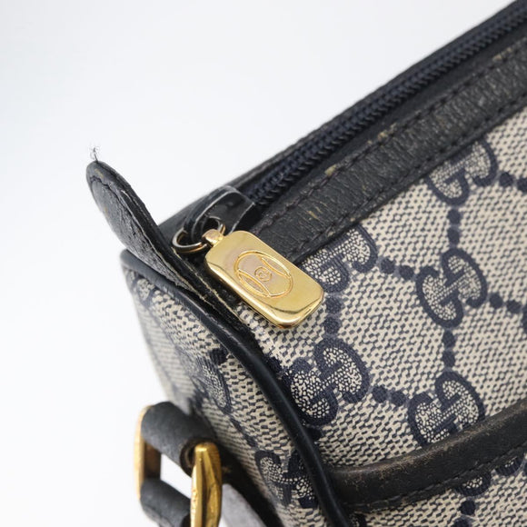 GUCCI GG Supreme Sherry Line Shoulder Bag PVC Navy Gold 89 02 032 Auth LNZ978