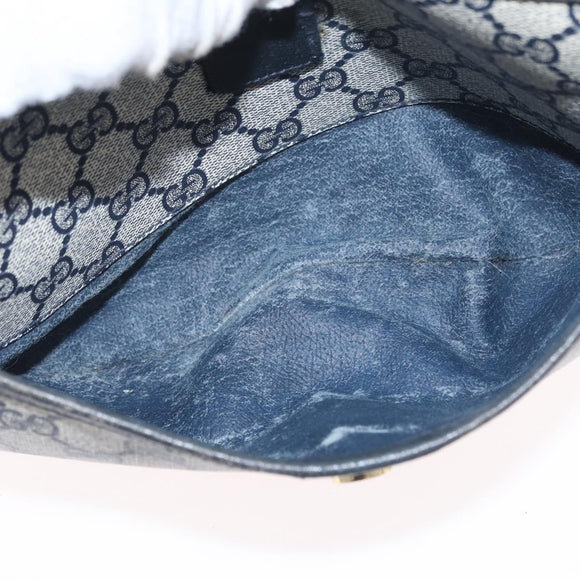 GUCCI GG Supreme Sherry Line Shoulder Bag PVC Navy Gold 89 02 032 Auth LNZ978