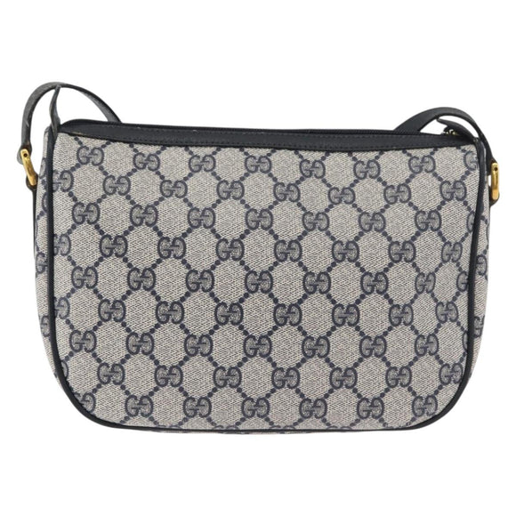 GUCCI GG Supreme Sherry Line Shoulder Bag PVC Navy Gold 89 02 032 Auth LNZ978