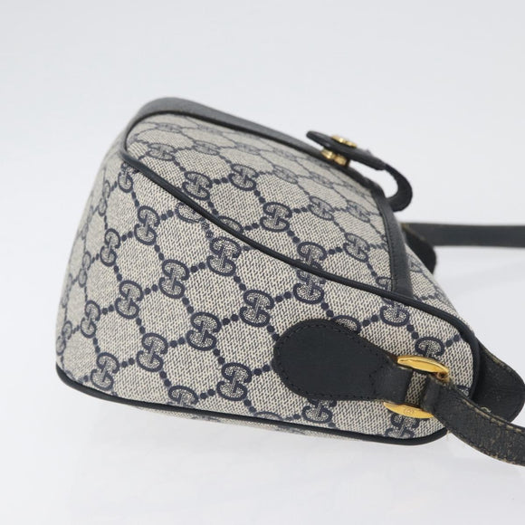 GUCCI GG Supreme Sherry Line Shoulder Bag PVC Navy Gold 89 02 032 Auth LNZ978