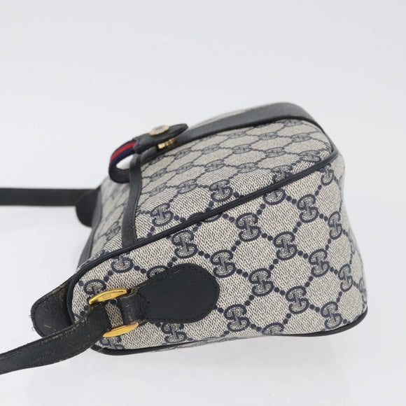 GUCCI GG Supreme Sherry Line Shoulder Bag PVC Navy Gold 89 02 032 Auth LNZ978