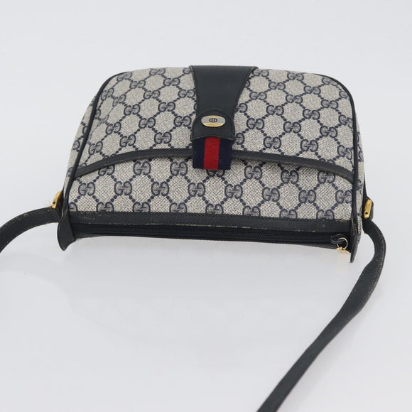 GUCCI GG Supreme Sherry Line Shoulder Bag PVC Navy Gold 89 02 032 Auth LNZ978