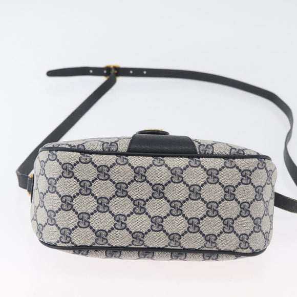 GUCCI GG Supreme Sherry Line Shoulder Bag PVC Navy Gold 89 02 032 Auth LNZ978