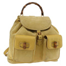 GUCCI Bamboo Backpack Suede Yellow Gold 003 2058 0016 Auth LNZ979A-1