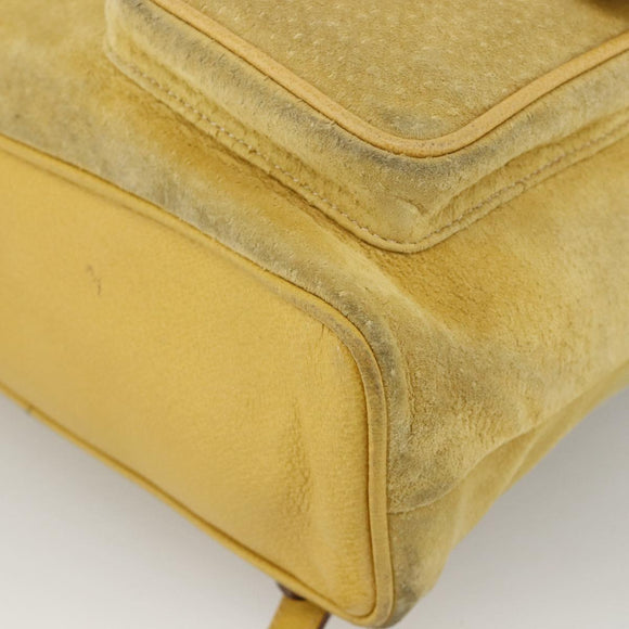 GUCCI Bamboo Backpack Suede Yellow Gold 003 2058 0016 Auth LNZ979A