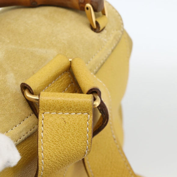 GUCCI Bamboo Backpack Suede Yellow Gold 003 2058 0016 Auth LNZ979A