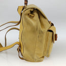 GUCCI Bamboo Backpack Suede Yellow Gold 003 2058 0016 Auth LNZ979A-3