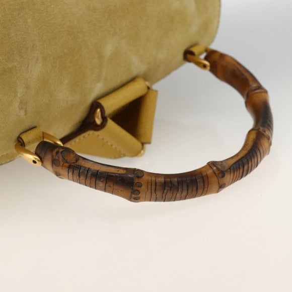 GUCCI Bamboo Backpack Suede Yellow Gold 003 2058 0016 Auth LNZ979A