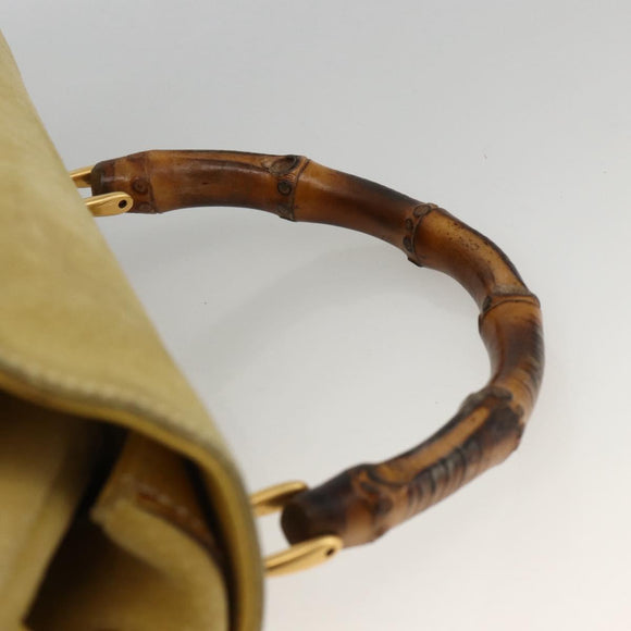 GUCCI Bamboo Backpack Suede Yellow Gold 003 2058 0016 Auth LNZ979A