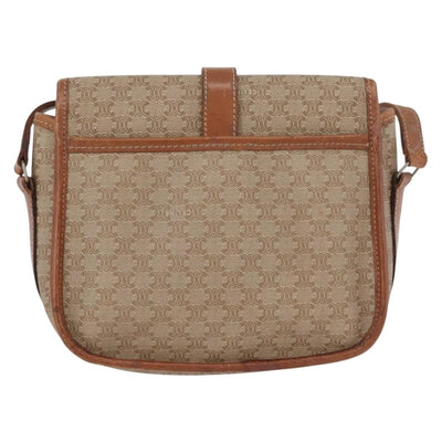 CELINE Macadam Canvas Shoulder Bag PVC Beige Gold Auth LNZ981 - 0