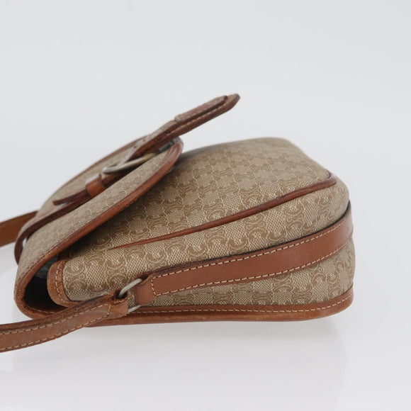 CELINE Macadam Canvas Shoulder Bag PVC Beige Gold Auth LNZ981