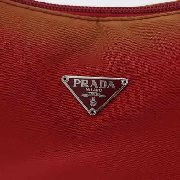 PRADA Hand Bag Nylon Red Silver Auth LNZ983