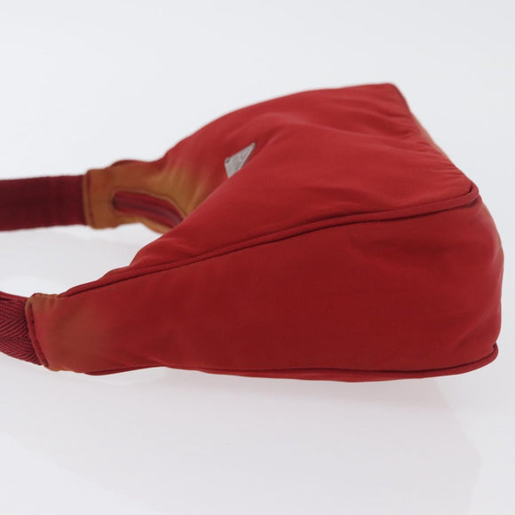 PRADA Hand Bag Nylon Red Silver Auth LNZ983