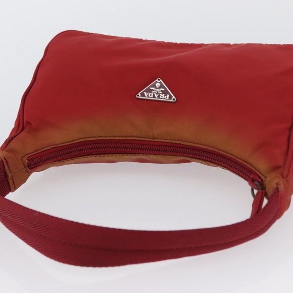 PRADA Hand Bag Nylon Red Silver Auth LNZ983