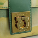 Salvatore Ferragamo Gancini Shoulder Bag Leather Green Gold Auth LNZ984A-14