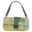 Salvatore Ferragamo Gancini Shoulder Bag Leather Green Gold Auth LNZ984A-2