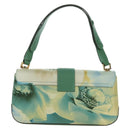Salvatore Ferragamo Gancini Shoulder Bag Leather Green Gold Auth LNZ984A-3