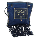 PRADA Shoulder Bag Nylon Navy Gold Auth LNZ987A-1