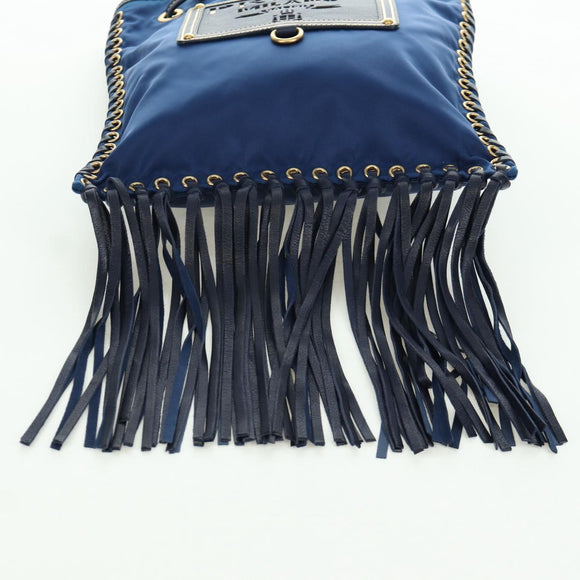 PRADA Shoulder Bag Nylon Navy Gold Auth LNZ987A