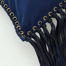 PRADA Shoulder Bag Nylon Navy Gold Auth LNZ987A-17