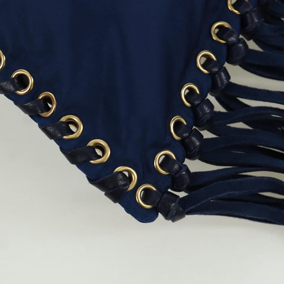 PRADA Shoulder Bag Nylon Navy Gold Auth LNZ987A