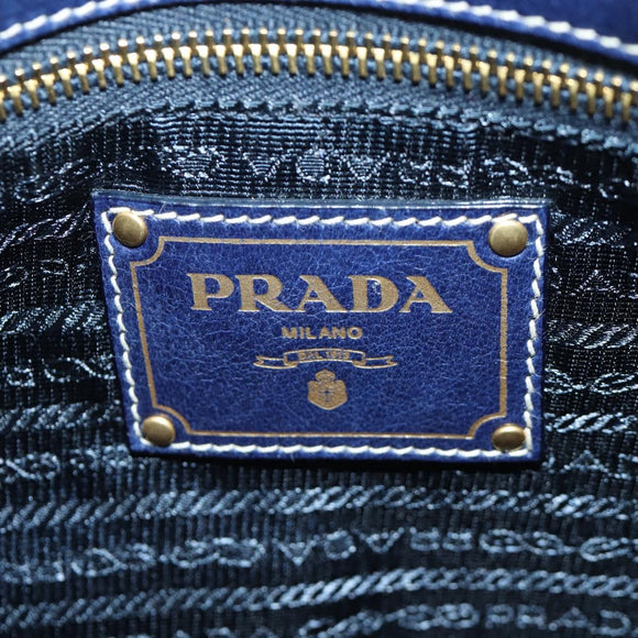 PRADA Shoulder Bag Nylon Navy Gold Auth LNZ987A